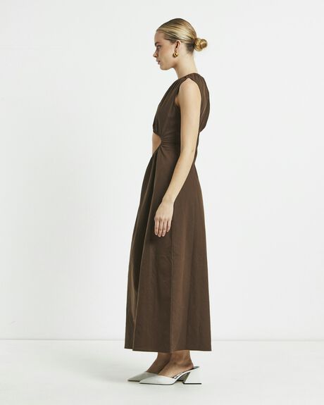 BROWN WOMENS CLOTHING SUBTITLED DRESSES - 1000104060-BRN-XS
