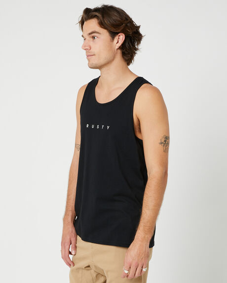 BLACK MENS CLOTHING RUSTY SINGLETS + TANKS - TSM0501BLK