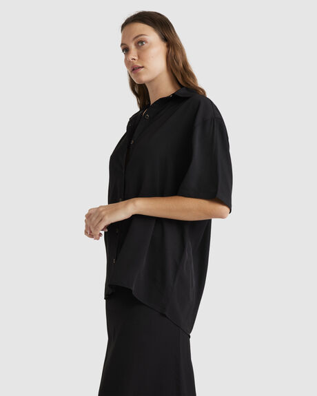 BLACK WOMENS CLOTHING BILLABONG SHIRTS - UBJWT00255-BLK