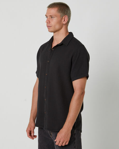 WASHED BLACK MENS CLOTHING ROLLAS SHIRTS - S41H14-0056