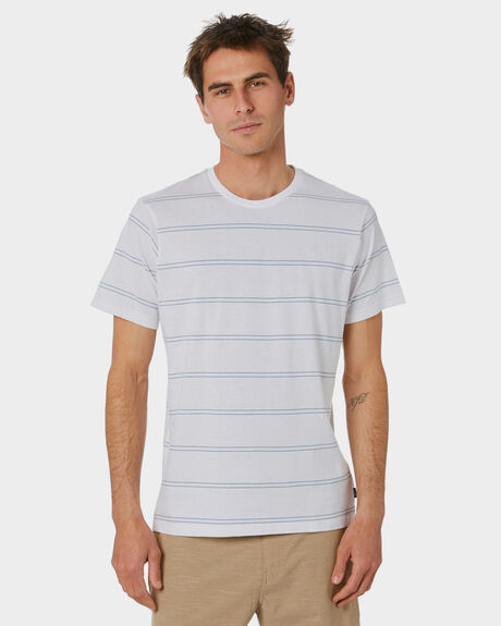 WHITE BLUE MENS CLOTHING RIP CURL STRIPE TEES - CTEMB91638