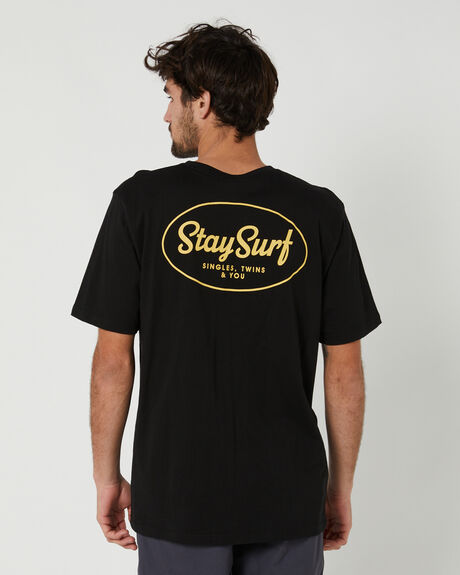 BLACK MENS CLOTHING STAY T-SHIRTS + SINGLETS - STE-22302BLK