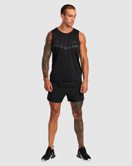 BLACK MENS CLOTHING RVCA SINGLETS + TANKS - AVYKT00272-BLK
