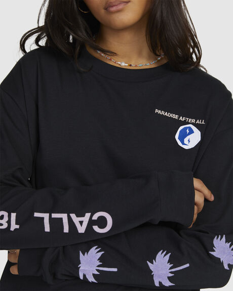 BLACK WOMENS CLOTHING RVCA T-SHIRTS + SINGLETS - UVJZT00245-BLK