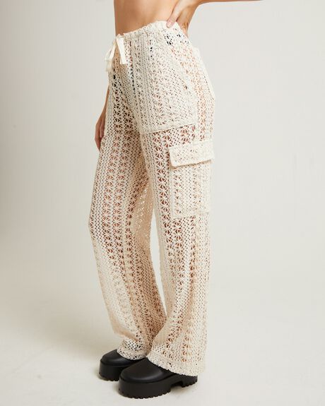 WHITE WOMENS CLOTHING SUBTITLED PANTS - 1000106422-WHT-XS