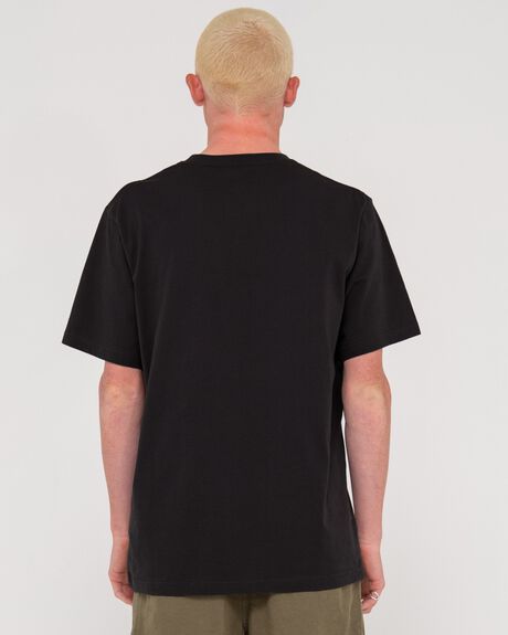 BLACK/YELLOW MENS CLOTHING RUSTY T-SHIRTS + SINGLETS - W24-TTM2779-BY2-1S