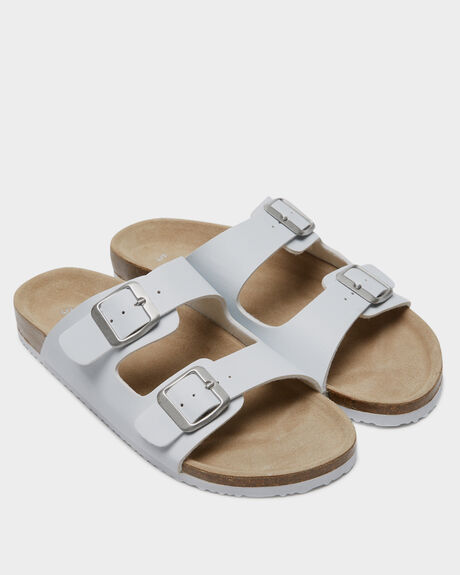 WHITE WOMENS FOOTWEAR SWELL SLIDES - SOLE-2260WHI