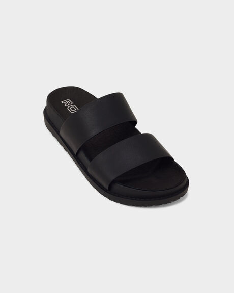 BLACK LEATHER WOMENS FOOTWEAR ROC BOOTS FASHION SANDALS - TAROTWL-BLKFG-36