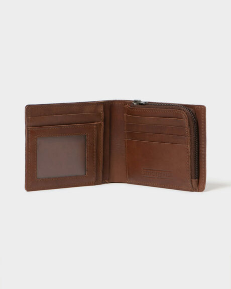 BROWN MENS ACCESSORIES STITCH AND HIDE WALLETS - MW_BILLY_DKBRN