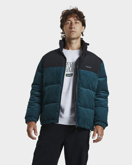 Green cord puffer jacket shop