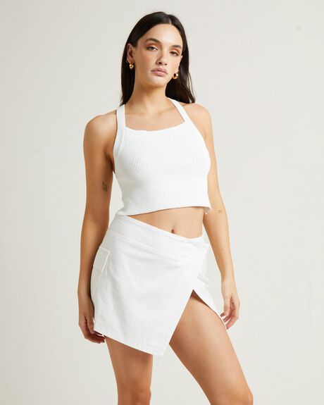 WHITE WOMENS CLOTHING SUBTITLED TOPS - SBWS24706-WHT