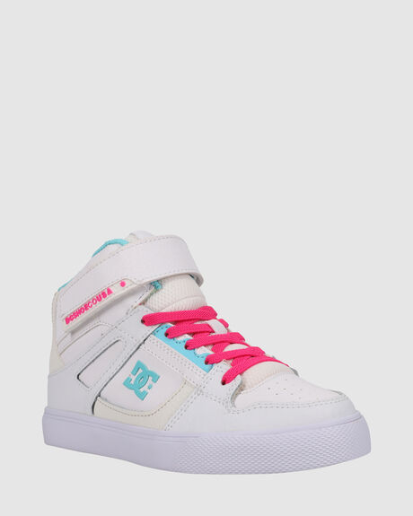 WHITE/PINK/BLUE KIDS GIRLS DC SHOES SNEAKERS - ADGS100099-TPU