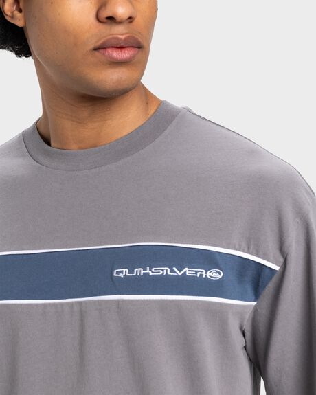 STEEL GRAY MENS CLOTHING QUIKSILVER T-SHIRTS + SINGLETS - UQYKT03300-KNF0
