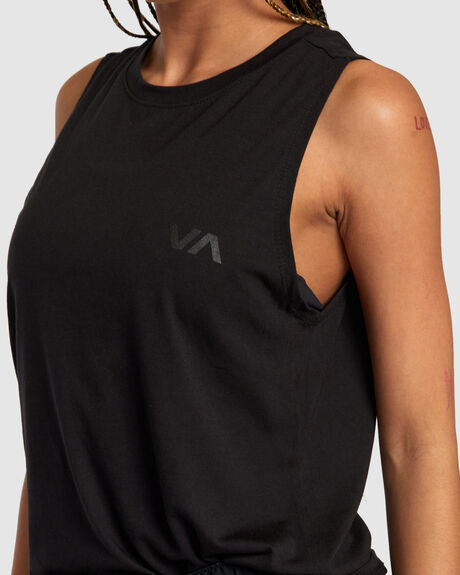 BLACK WOMENS ACTIVEWEAR RVCA TOPS - AVJKT00251-BLK