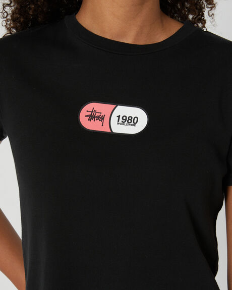 PIGMENT BLACK WOMENS CLOTHING STUSSY T-SHIRTS + SINGLETS - ST123S3000-PBLK