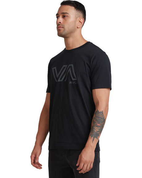 BLACK MENS CLOTHING RVCA BASIC TEES - RV-R317087-BLK