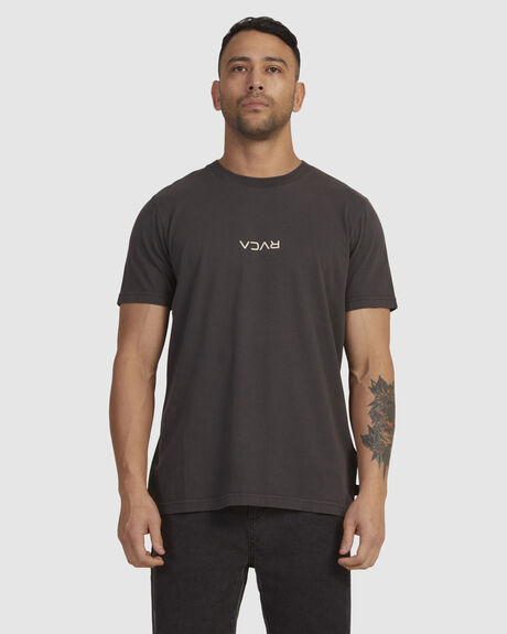 WASHED BLACK MENS CLOTHING RVCA T-SHIRTS + SINGLETS - UVYZT00196-WAA