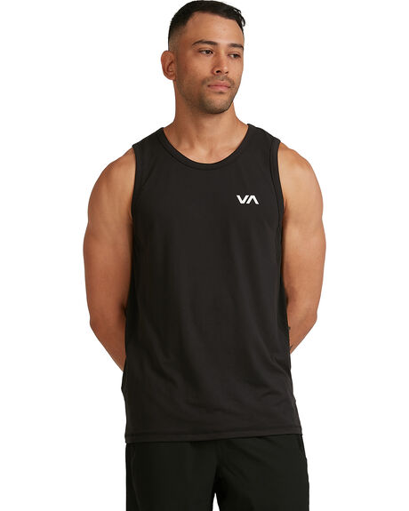 BLACK MENS CLOTHING RVCA SINGLETS + TANKS - RV-R307001-BLK