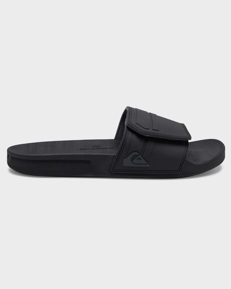 BLACK GREY BLACK MENS FOOTWEAR QUIKSILVER SLIDES + THONGS - AQYL101038-XKSK