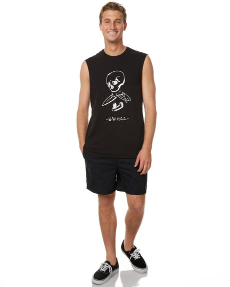WASHED BLACK MENS CLOTHING SWELL SINGLETS - S5174274WBLK
