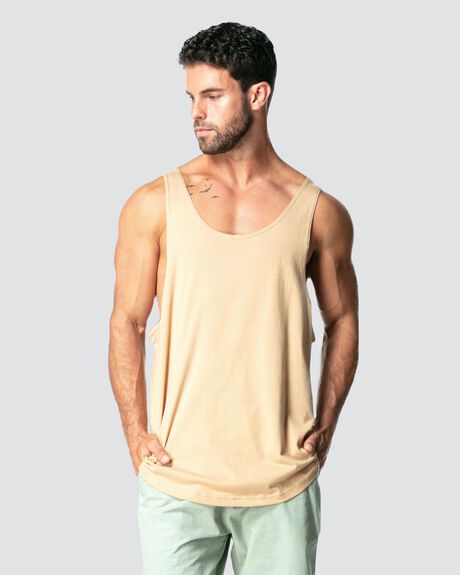 TAN MENS CLOTHING ONEBYONE SINGLETS + TANKS - OBO-1072-S