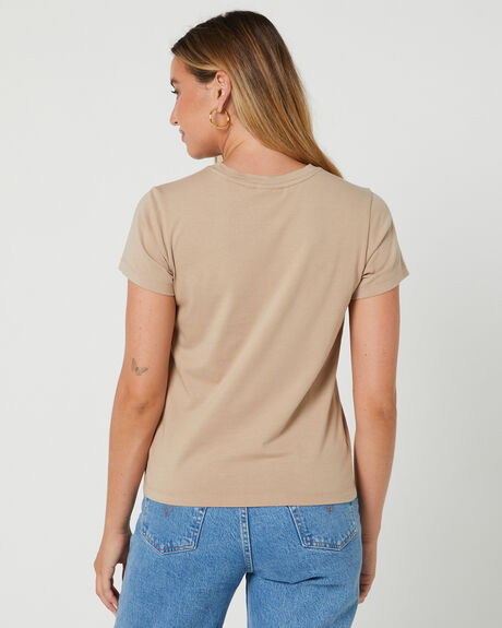 TAUPE WOMENS CLOTHING AFENDS T-SHIRTS + SINGLETS - W242005-TAU