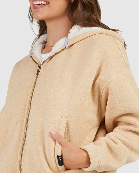 BEIGE WOMENS CLOTHING ROXY HOODIES - URJFT03160-TGB0