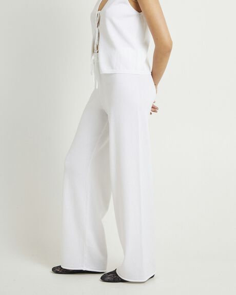 WHITE WOMENS CLOTHING SUBTITLED PANTS - SBWS22782-WHT