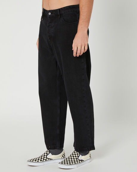 AGED BLACK MENS CLOTHING THRILLS JEANS - TDP-428BA