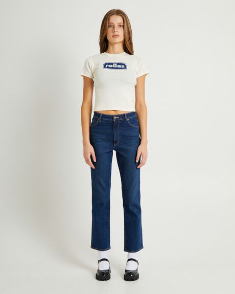 DARK VINTAGE BLUE WOMENS CLOTHING ROLLAS JEANS - GPW0001221-DNM