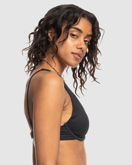 ANTHRACITE WOMENS SWIMWEAR ROXY BIKINI TOPS - ERJX305088-KVJ0
