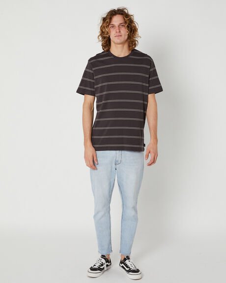 WASHED BLACK MENS CLOTHING RIP CURL STRIPE TEES - CTEMB98264