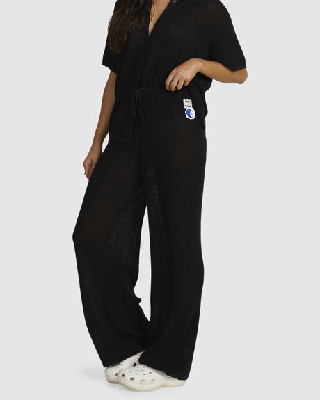 BLACK WOMENS CLOTHING RVCA PANTS - UVJNP00142-BLK