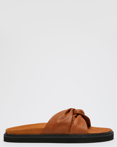 TAN WOMENS FOOTWEAR HUMAN FOOTWEAR SLIDES - ATLANTATAN