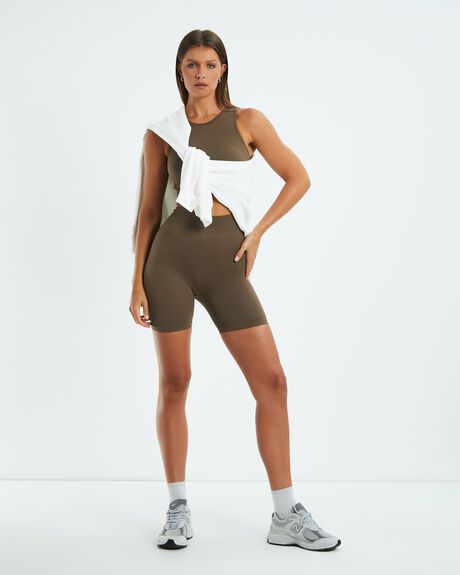BROWN WOMENS ACTIVEWEAR SUBTITLED SHORTS - 52421400023