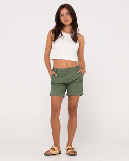 Green khaki shorts womens best sale