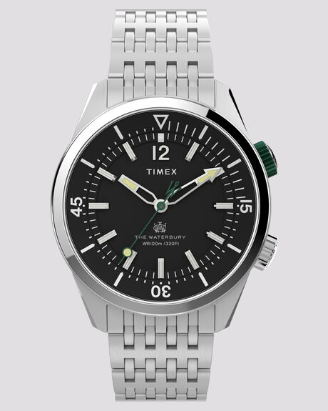 BLACK SILVER MENS ACCESSORIES TIMEX WATCHES - TW2V49700BLK