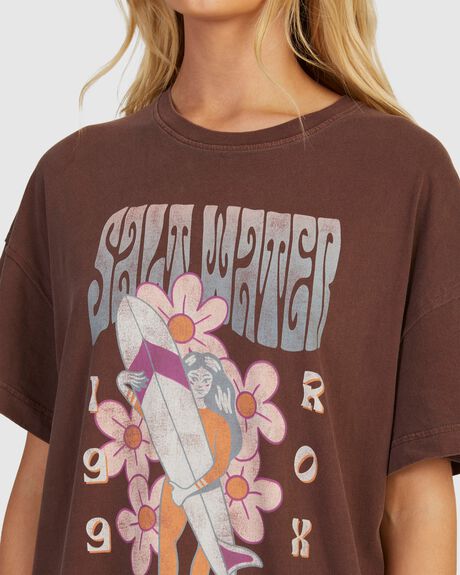 BITTER CHOCOLATE WOMENS CLOTHING ROXY T-SHIRTS + SINGLETS - URJZT03737-RSY0