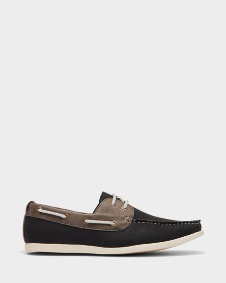 BLACK GREY MENS FOOTWEAR UNCUT FASHION SHOES - YHPU189BLKGR