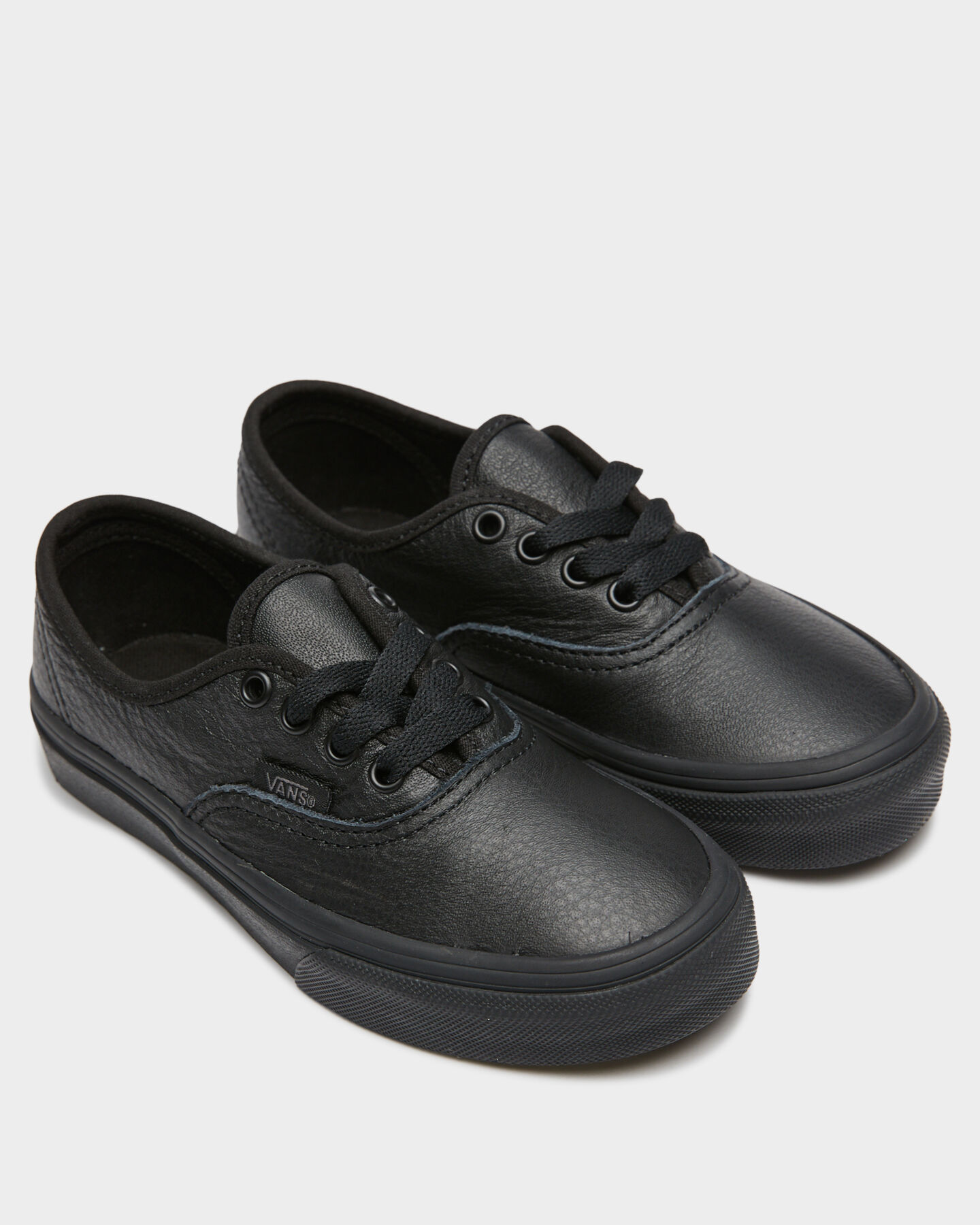 Junior black leather vans on sale