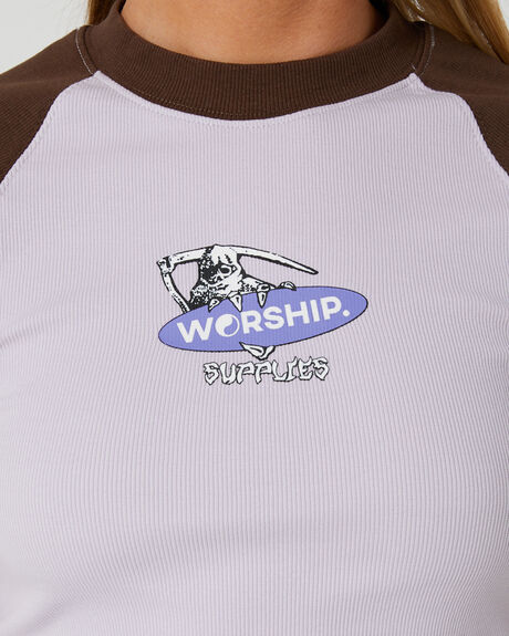 ORCHID HUSH WOMENS CLOTHING WORSHIP T-SHIRTS + SINGLETS - WWORH23-105IORCH