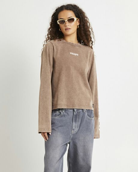 ACID BROWN WOMENS CLOTHING INSIGHT T-SHIRTS + SINGLETS - INWW24412-BRN