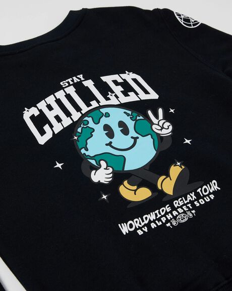 WASHED BLACK KIDS YOUTH BOYS ALPHABET SOUP JUMPERS + HOODIES - AS-KFA8955T