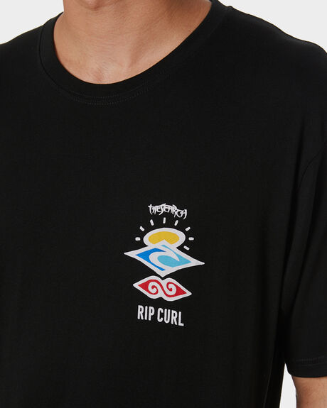 BLACK MENS CLOTHING RIP CURL GRAPHIC TEES - CTESV90090