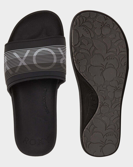 BLACK WOMENS FOOTWEAR ROXY SLIDES - ARJL100977-BLK