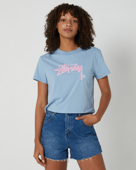 STEEL BLUE WOMENS CLOTHING STUSSY T-SHIRTS + SINGLETS - ST127000STL