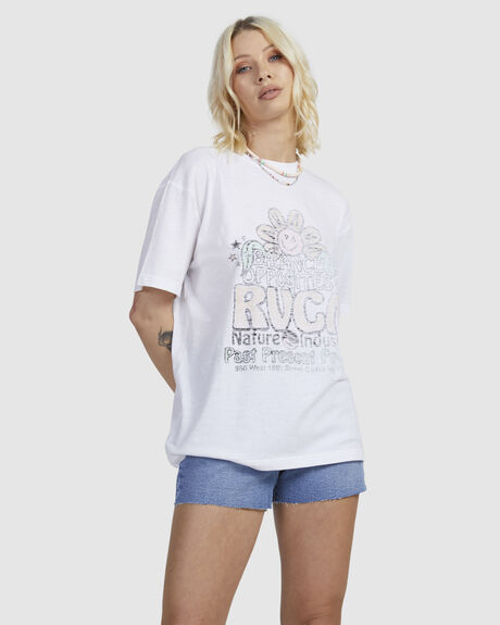 WHITE WOMENS CLOTHING RVCA T-SHIRTS + SINGLETS - UVJZT00197-WHT