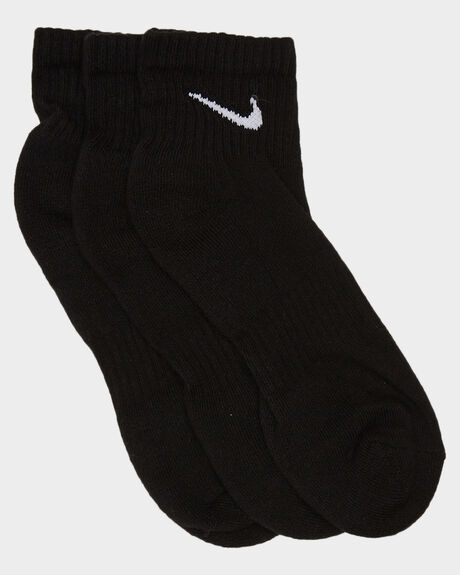 Nike Everyday Cushioned Ankle Socks 3 Pk - Black White | SurfStitch