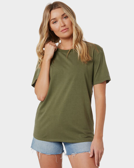 ARMY GREEN COMBO WOMENS CLOTHING VOLCOM TEES - B3532076ARC