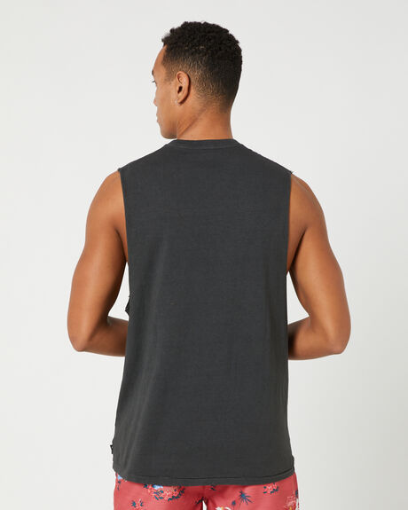 WASHED BLACK MENS CLOTHING RIP CURL SINGLETS + TANKS - CTEYO98264